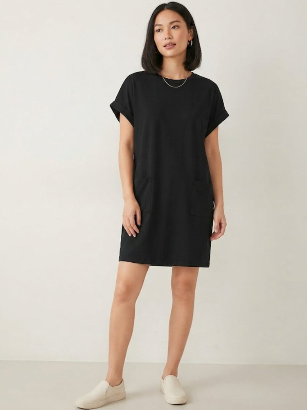 SHEIN T-Shirt Dress Short Sleeve Pocket Black L